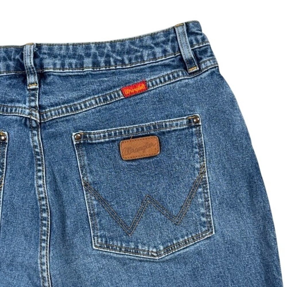 Wrangler Womens Straight Leg Mom Jeans Blue Medium Wash Stretch 13/14 x 34